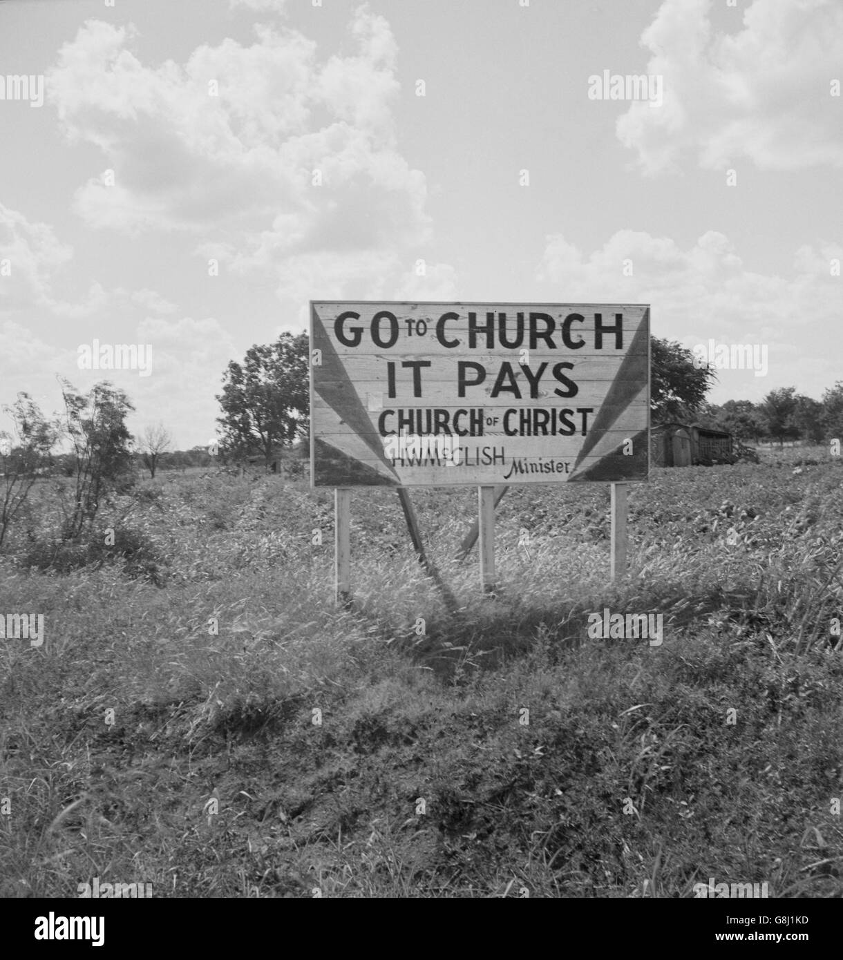 Religiöse Straße Zeichen, Georgia, USA, Dorothea Lange für Farm Security Administration, Juni 1937 Stockfoto