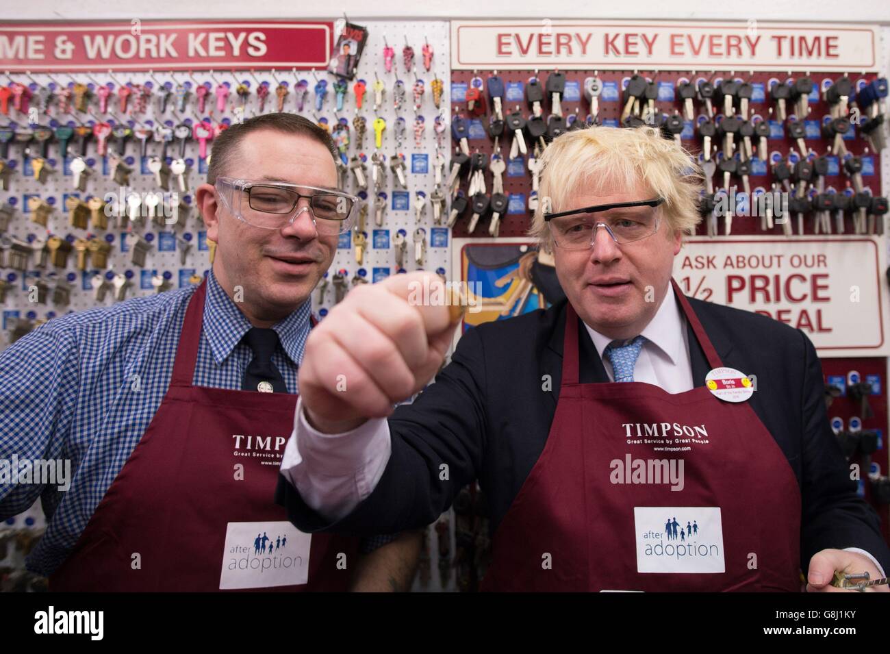 Boris Johnson Timpson Besuch Stockfoto