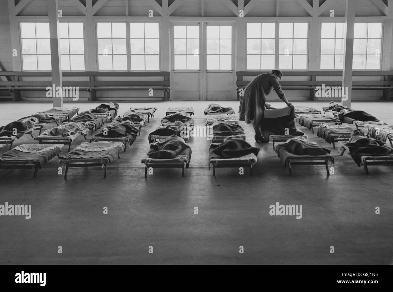 NAP-Zeit für Kinder mit Migrationshintergrund im Kindergarten bei Migranten Camp, Shafter, Kalifornien, USA, Dorothea Lange für Farm Security Administration, Februar 1939 Stockfoto
