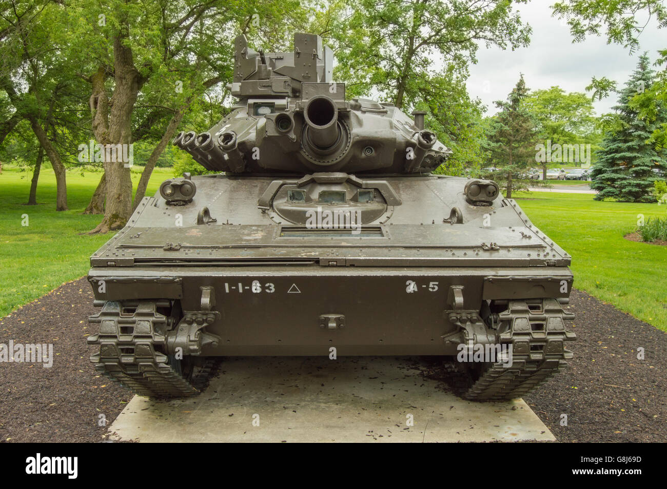 M551 'Sheridan' AR/AAV (Armored Reconnaissance/Airborne Assault Vehicle). Ein amerikanischer leichte Panzer der Zeit des Vietnamkriegs. Stockfoto