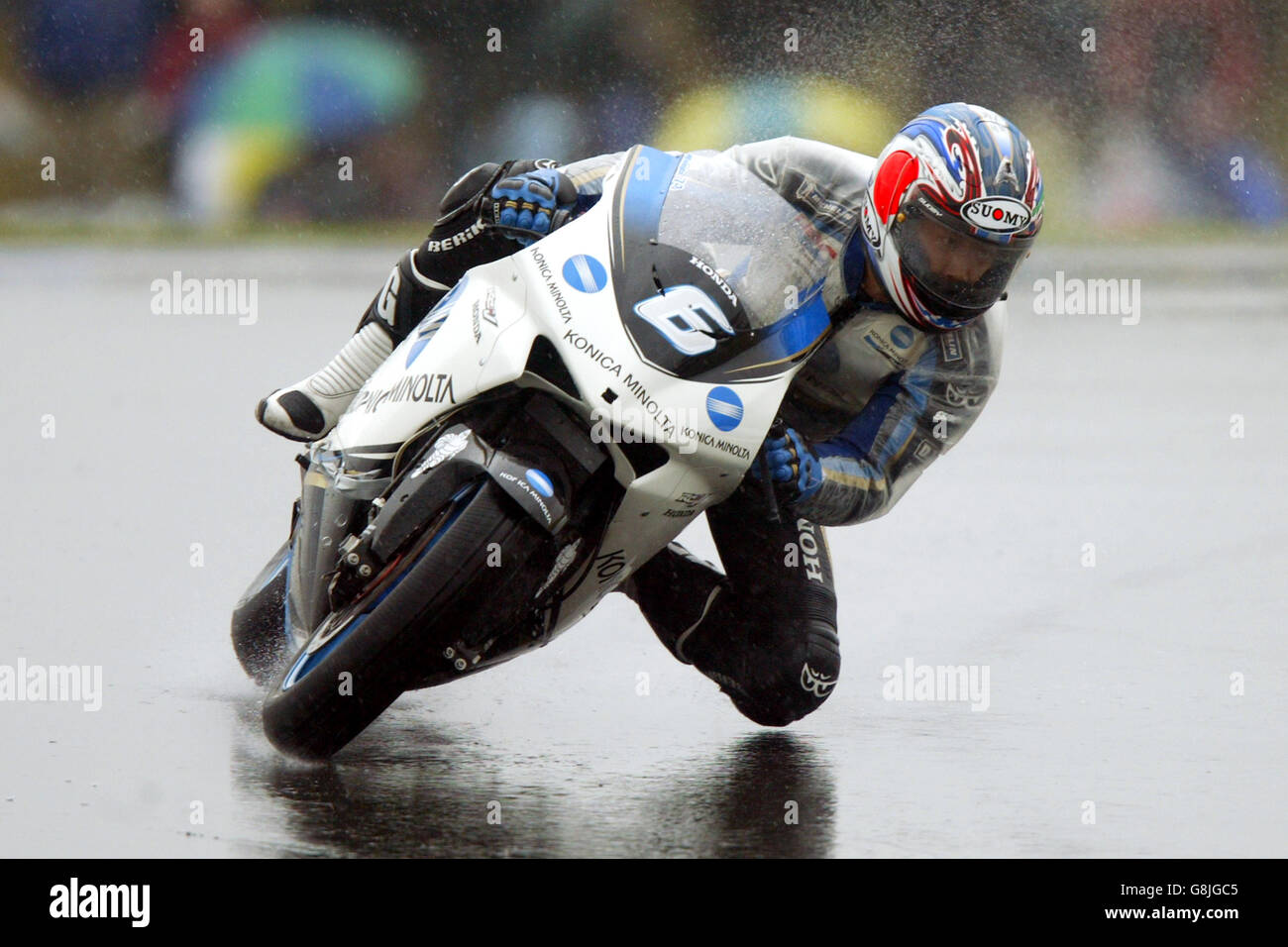 Motorradfahren - großer Preis von Großbritannien - Moto GP - Rennen - Donnington Park. Makoto Tamada, Konica Minolta Honda Stockfoto