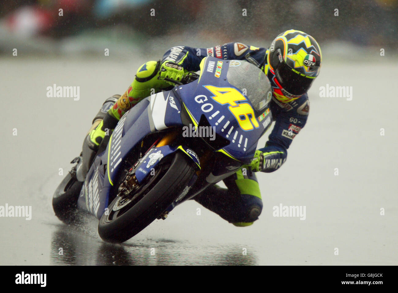 Motorradfahren - großer Preis von Großbritannien - Moto GP - Rennen - Donnington Park. Valentino Rossi, Gauloises Yamaha Team Stockfoto