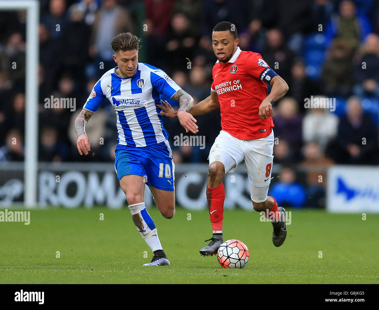 Colchester United gegen Charlton Athletic - Emirates-FA-Cup - 3. Runde - Colchester Community Stadium Stockfoto