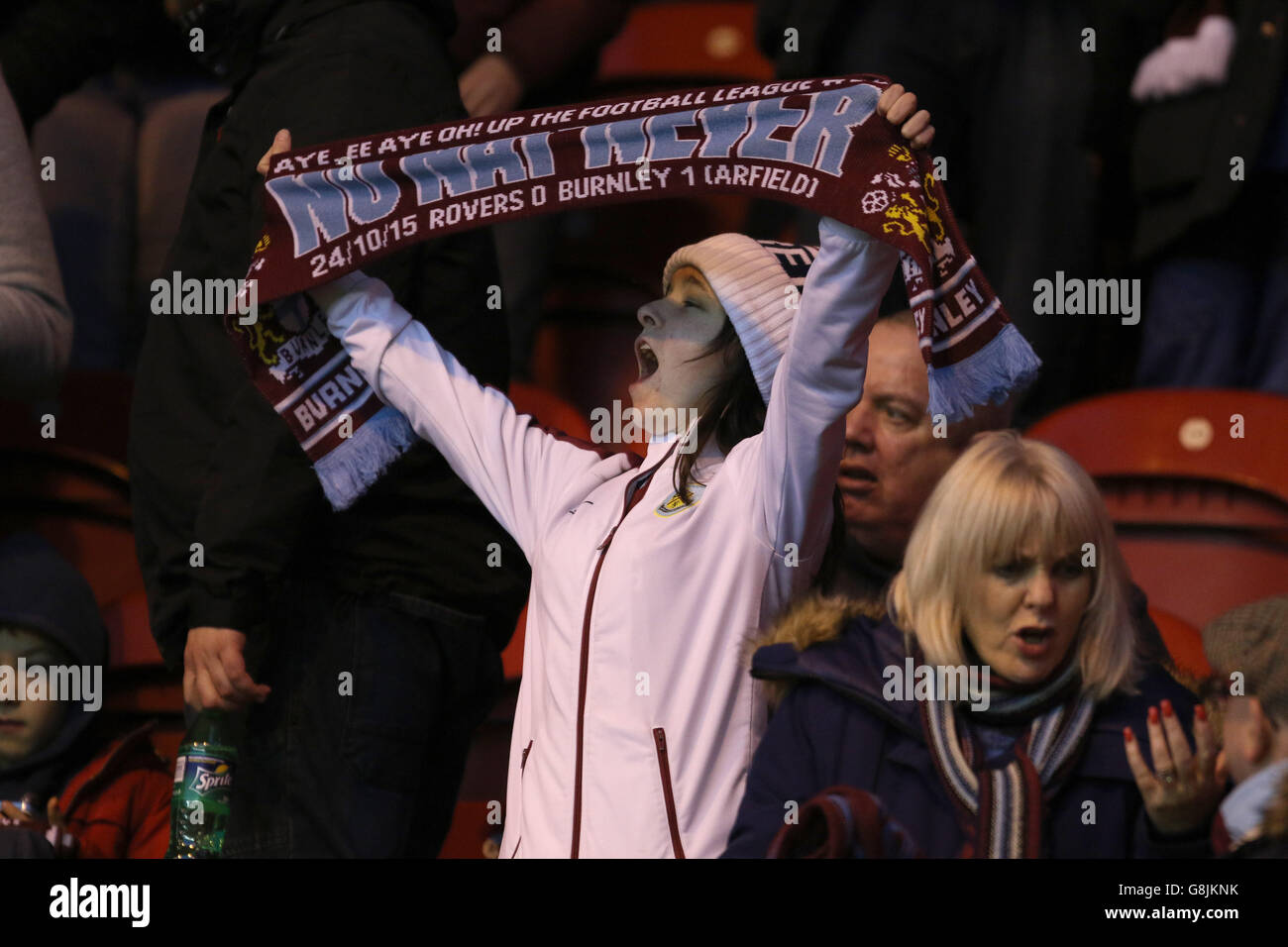 Middlesbrough gegen Burnley - Emirates FA Cup - Dritte Runde - Riverside Stadium. Ein Burnley-Fan zeigt ihre Unterstützung auf den Tribünen Stockfoto