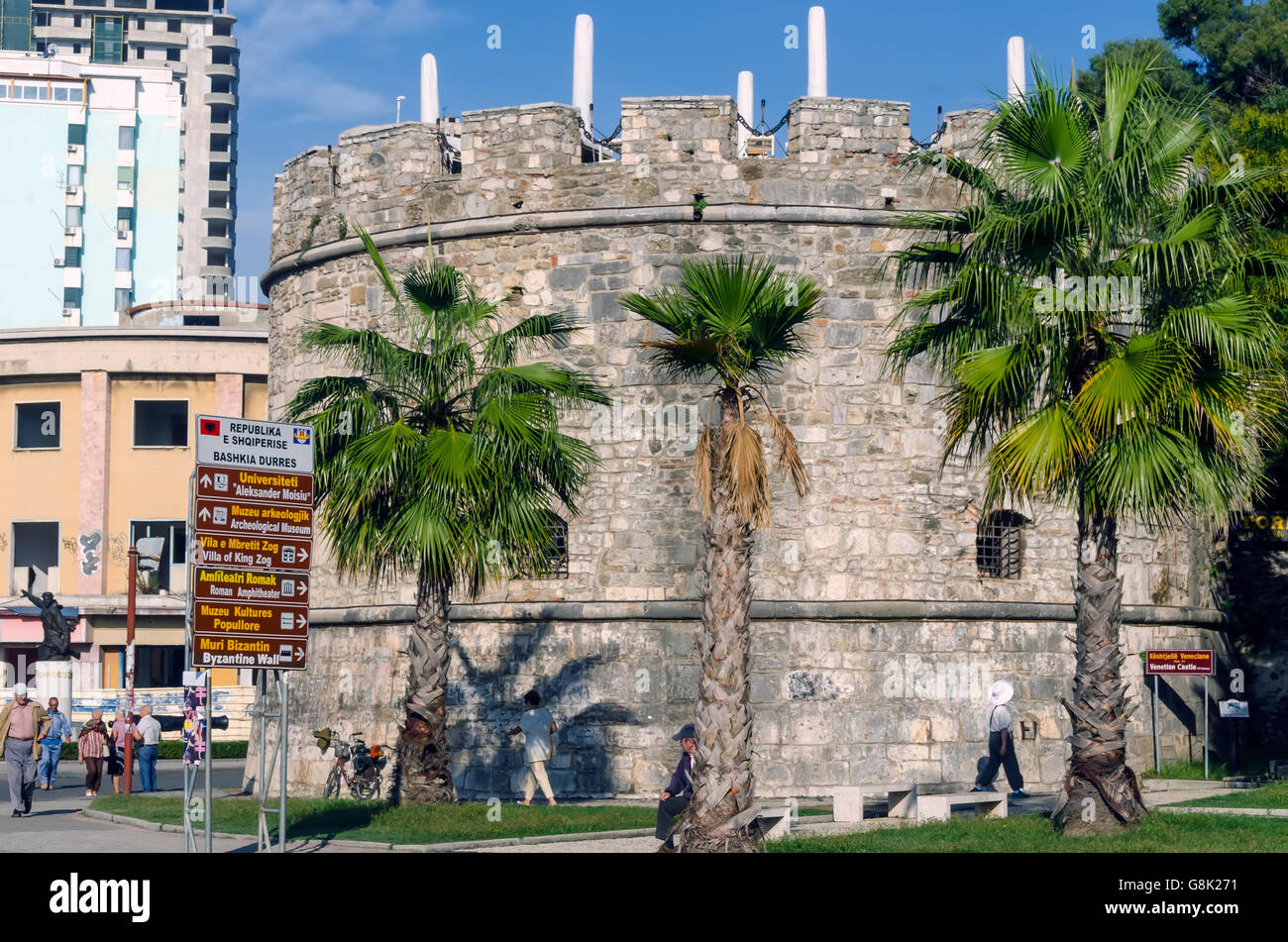 Venezianischen Turm von Durres Albanien ist eine 5. seine byzantinischen Burg. Stockfoto