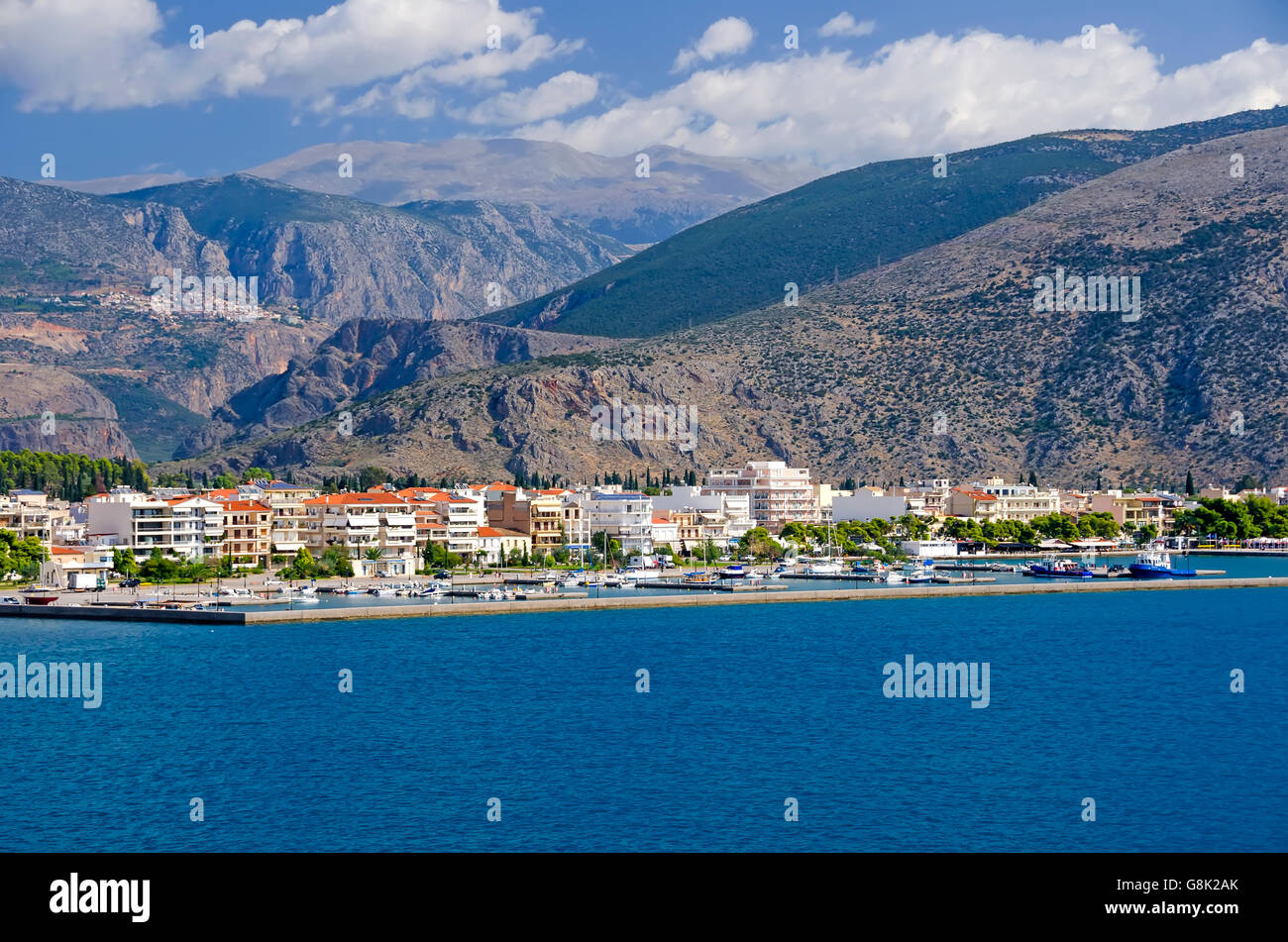 Itea Griechenland Hafen Stadt Bergen Teil der Gemeinde von Delphi. Stockfoto