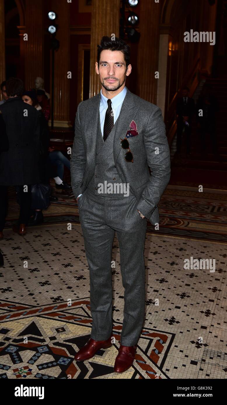 Pringle of Scotland Front Row - London Collections Männer AW2016. David Gandy bei der Pringle of Scotland London Collections Men AW2016 Show im Reform Club, London. Stockfoto