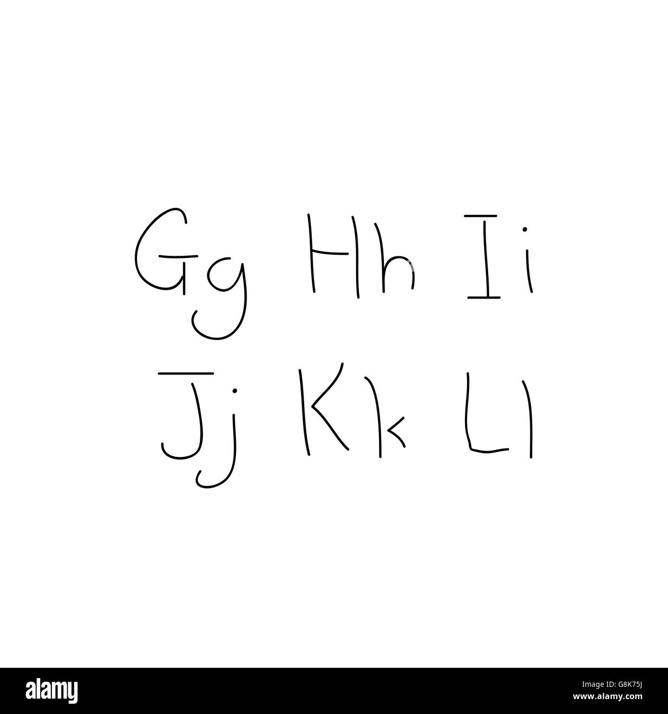 Buchstaben des Alphabets geschrieben mit Stift Stock Vektor