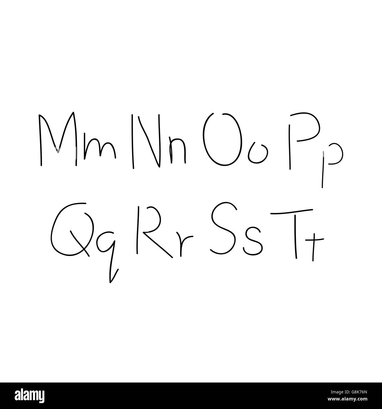 Buchstaben des Alphabets geschrieben mit Stift Stock Vektor