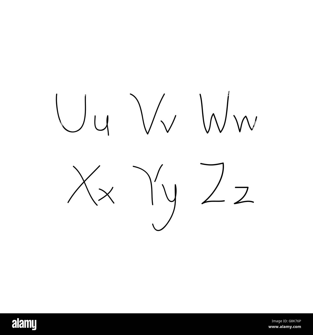 Buchstaben des Alphabets geschrieben mit Stift Stock Vektor