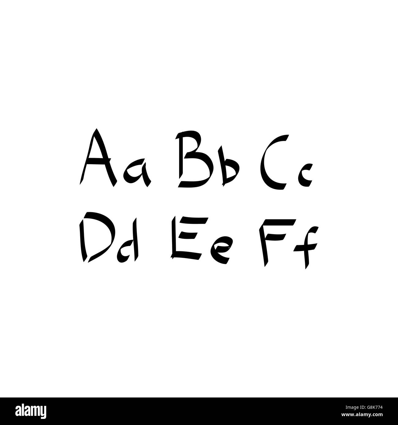 Buchstaben des Alphabets geschrieben mit Pinsel Stock Vektor