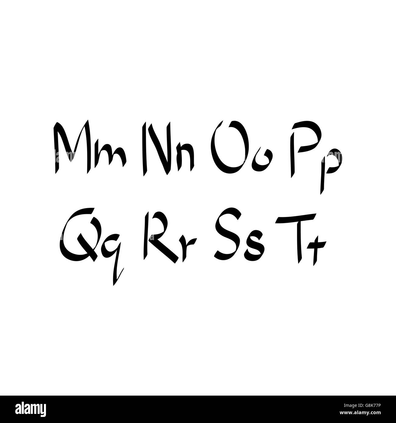 Buchstaben des Alphabets geschrieben mit Pinsel Stock Vektor