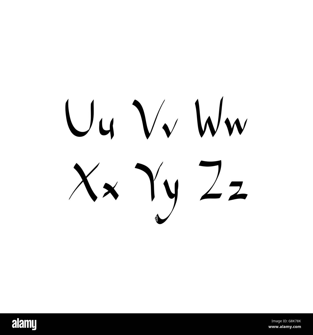 Buchstaben des Alphabets geschrieben mit Pinsel Stock Vektor