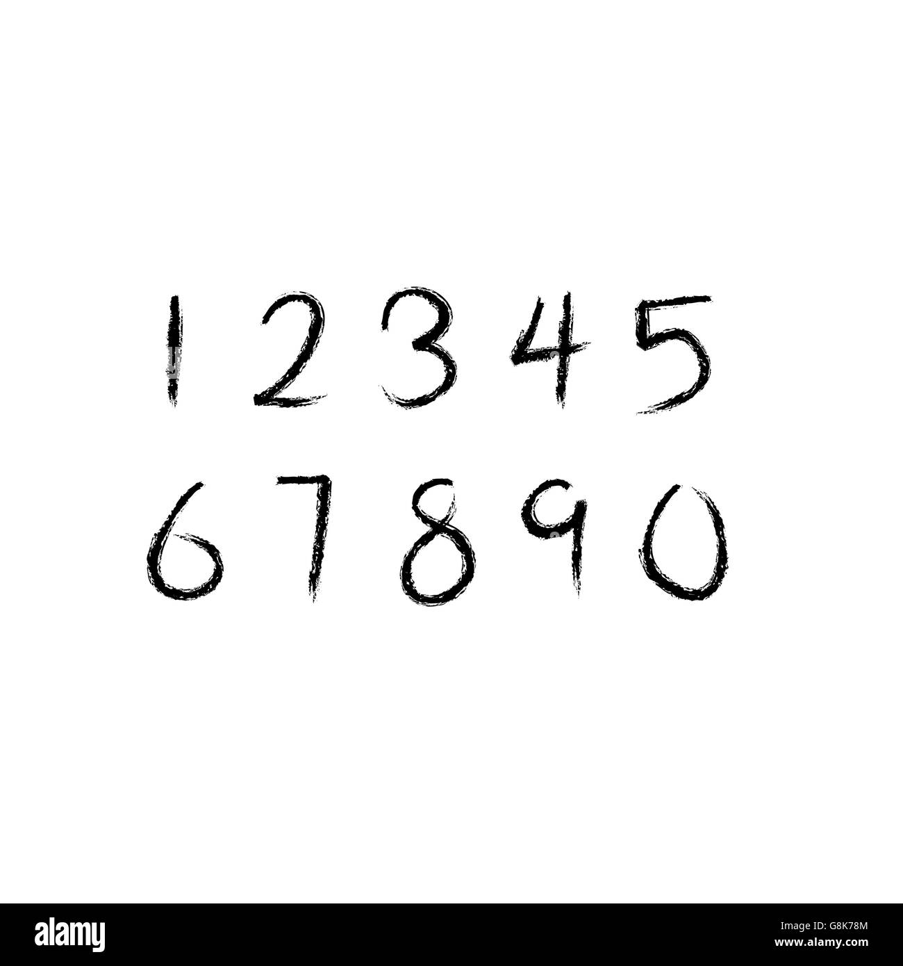Satz von Zahlen mit Pinsel geschrieben Stock Vektor