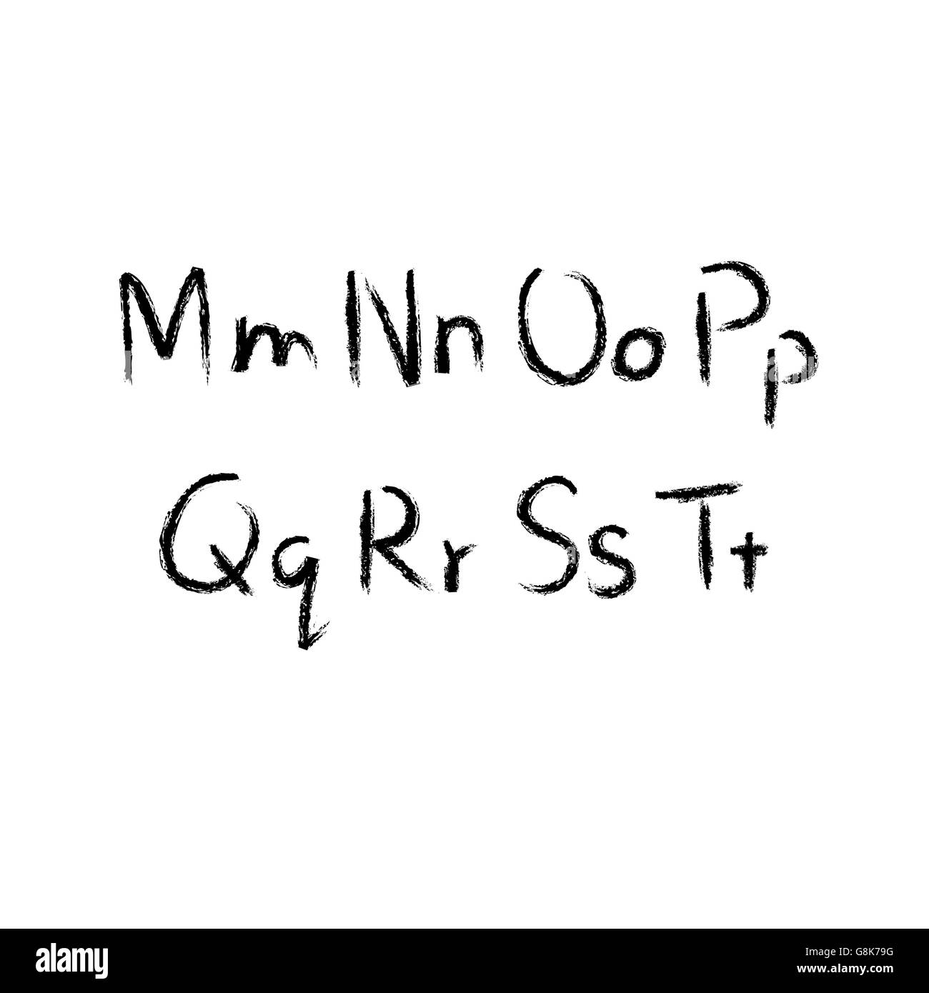 Buchstaben des Alphabets geschrieben mit Pinsel Stock Vektor