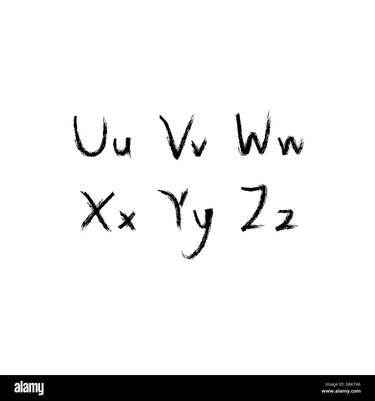 Buchstaben des Alphabets geschrieben mit Pinsel Stock Vektor