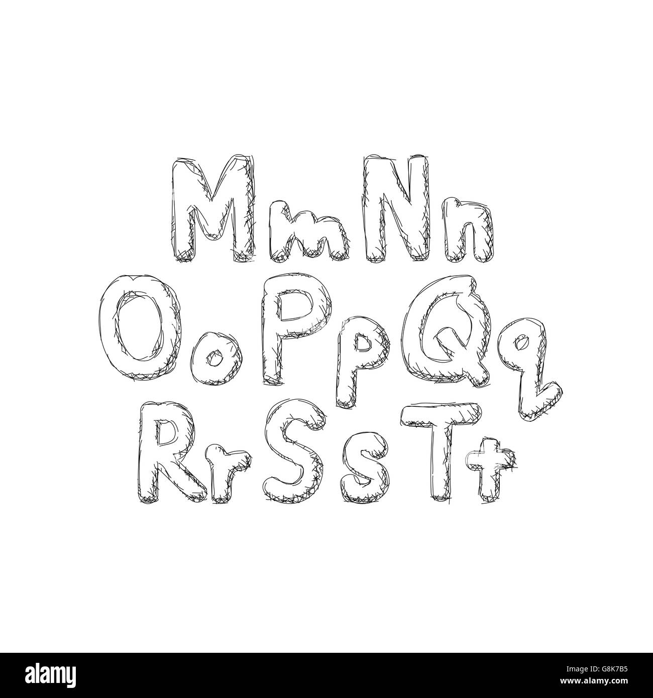 Buchstaben des Alphabets geschrieben mit Stift Stock Vektor