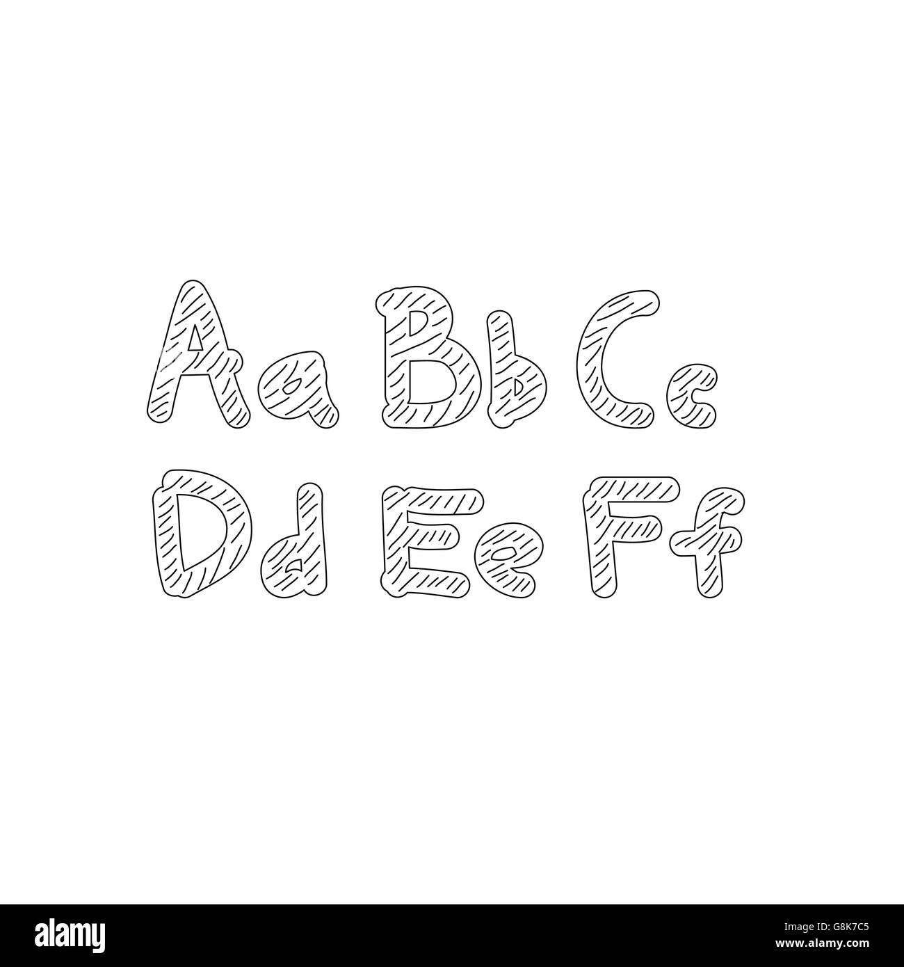 Buchstaben des Alphabets geschrieben mit Stift Stock Vektor