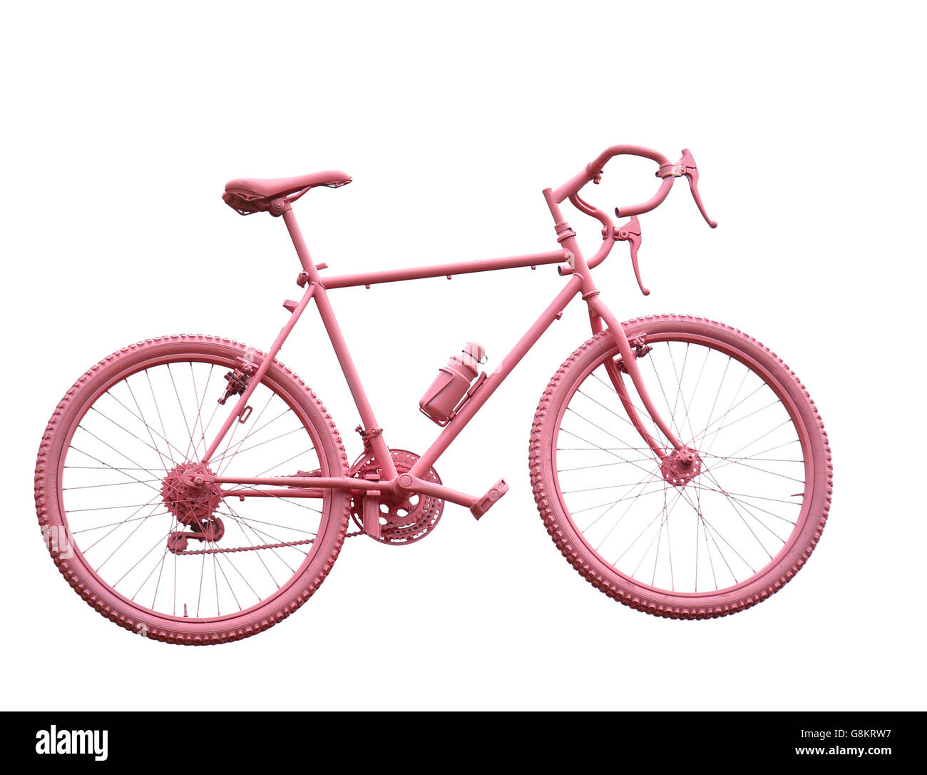 Sport Fahrrad ganz rosa auf weißem Hintergrund Stockfoto