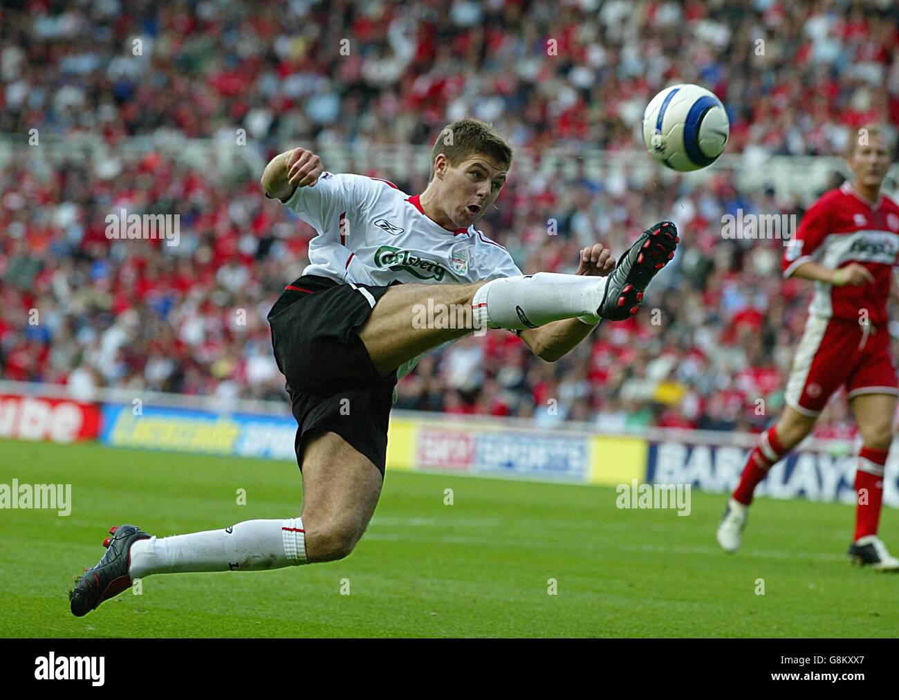 Fußball - FA Barclays Premiership - Middlesbrough gegen Liverpool - Riverside Stadium. Steven Gerrard, Liverpool. Stockfoto