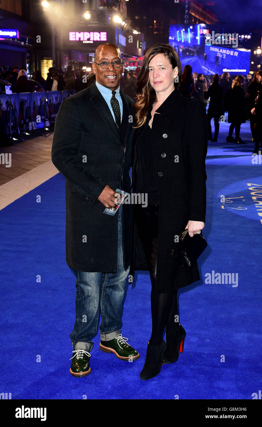 Ian Wright und Nancy Hallam bei der Zoolander 2 UK Premiere im Empire, Leicester Square, London. DRÜCKEN Sie VERBANDSFOTO. Bilddatum: Donnerstag, 4. Februar 2016. Bildnachweis sollte lauten: Ian West/PA Wire Stockfoto