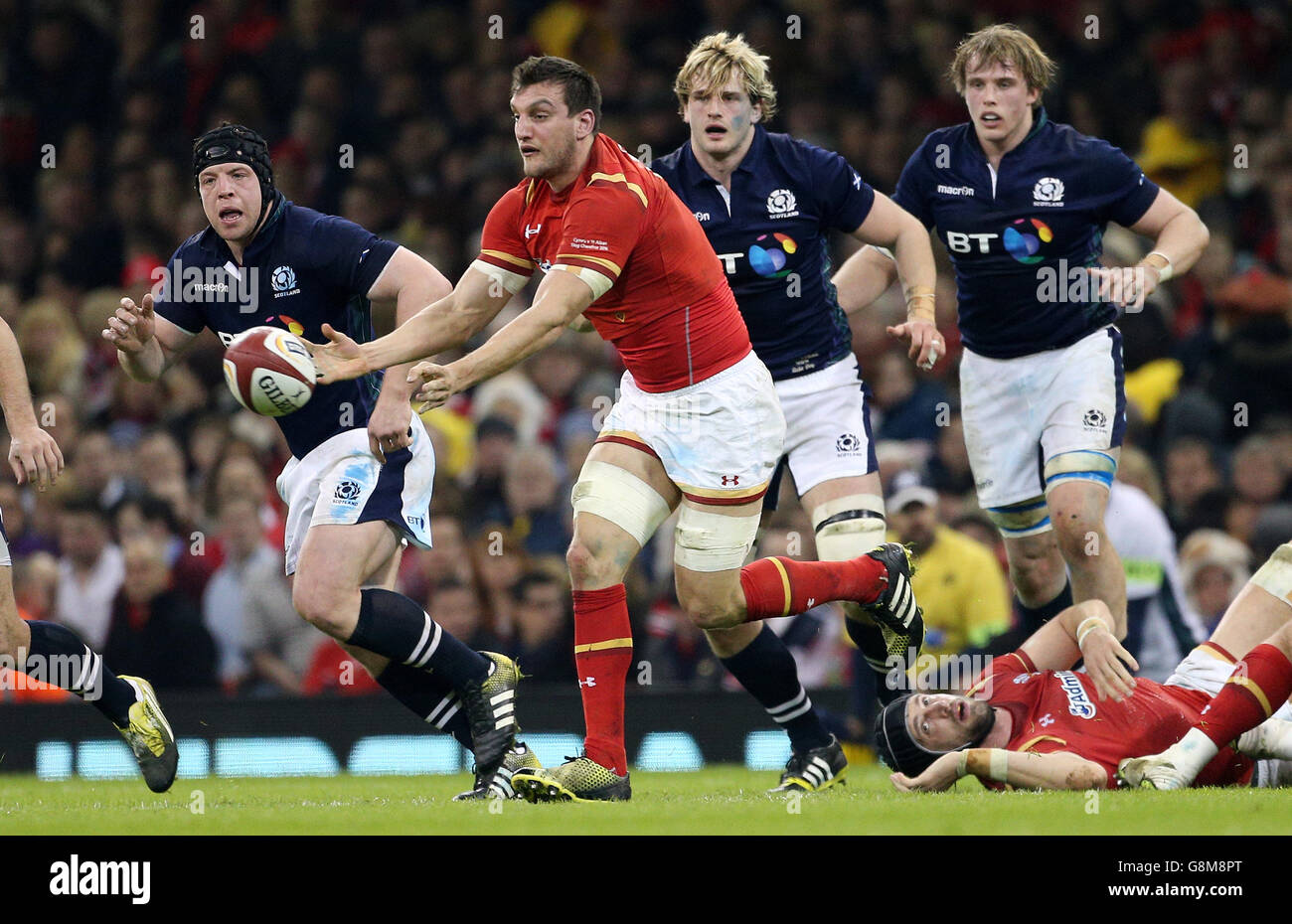 Wales Sam Warburton während des RBS Six Nations-Spiels 2016 im Fürstentum Stadium, Cardiff. Stockfoto