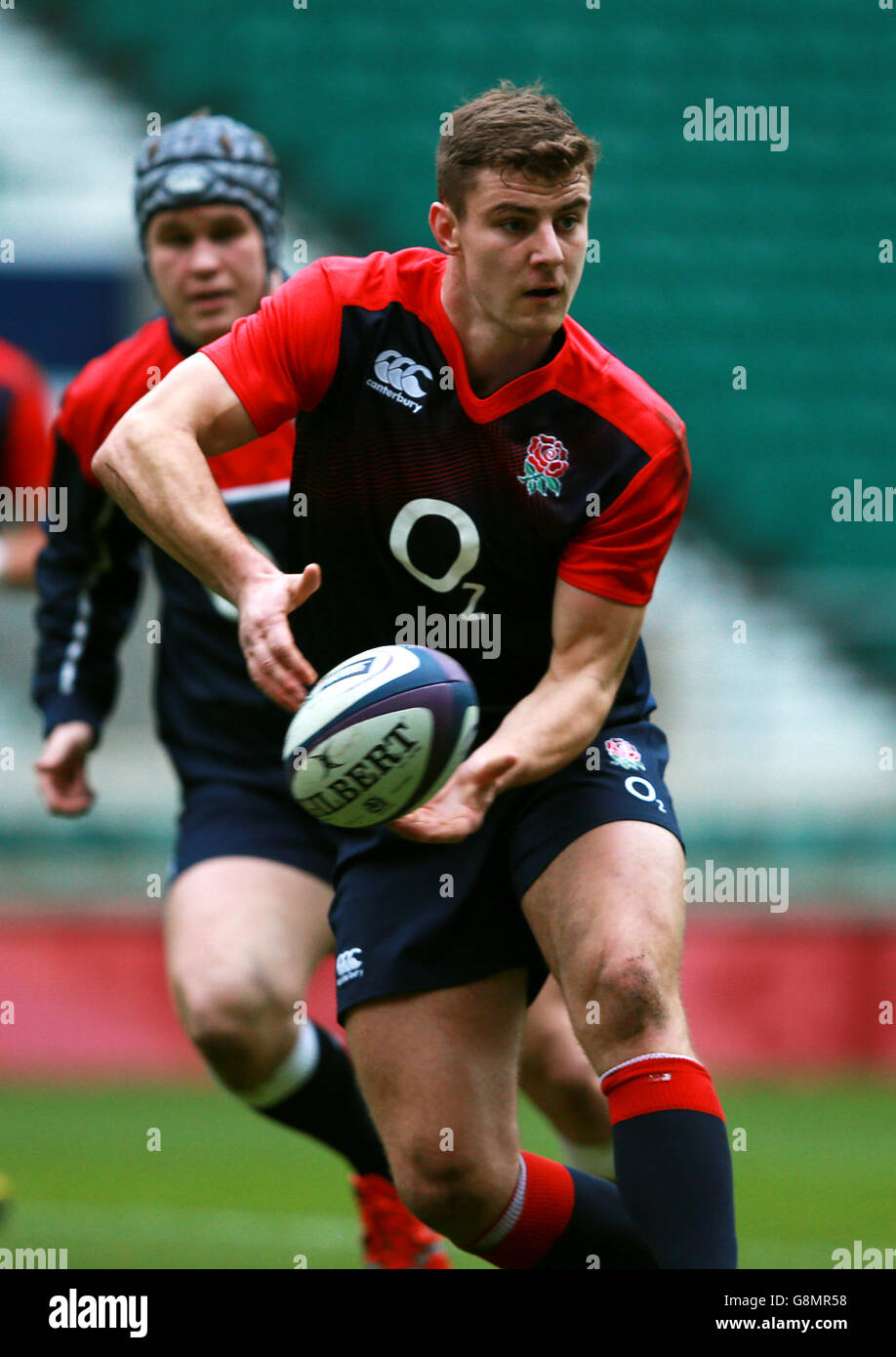 England Training Session - Pennyhill Park. Oli Devoto aus England während einer Trainingseinheit im Twickenham Stadium, London. Stockfoto