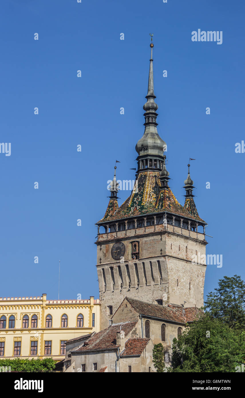 Der Uhrturm der Zitadelle in Sighisoara, Rumänien Stockfoto