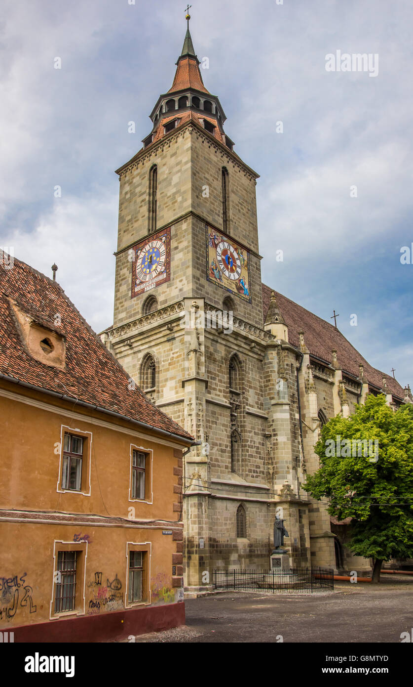 Turm der Schwarzen Kirche in Kronstadt, Rumänien Stockfoto