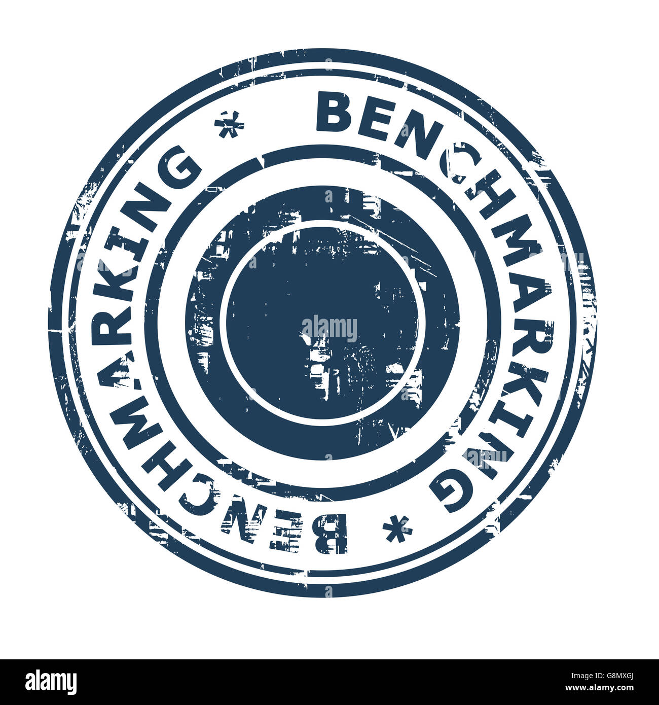 Benchmarking-Business Konzept Stempel isoliert auf einem weißen Hintergrund. Stockfoto