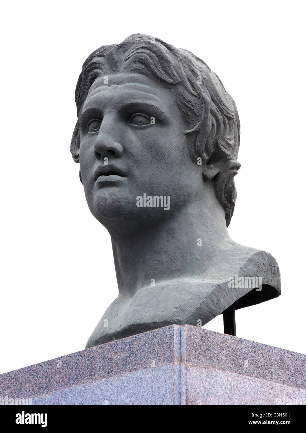 Alexander der große Statue über weiß Stockfoto