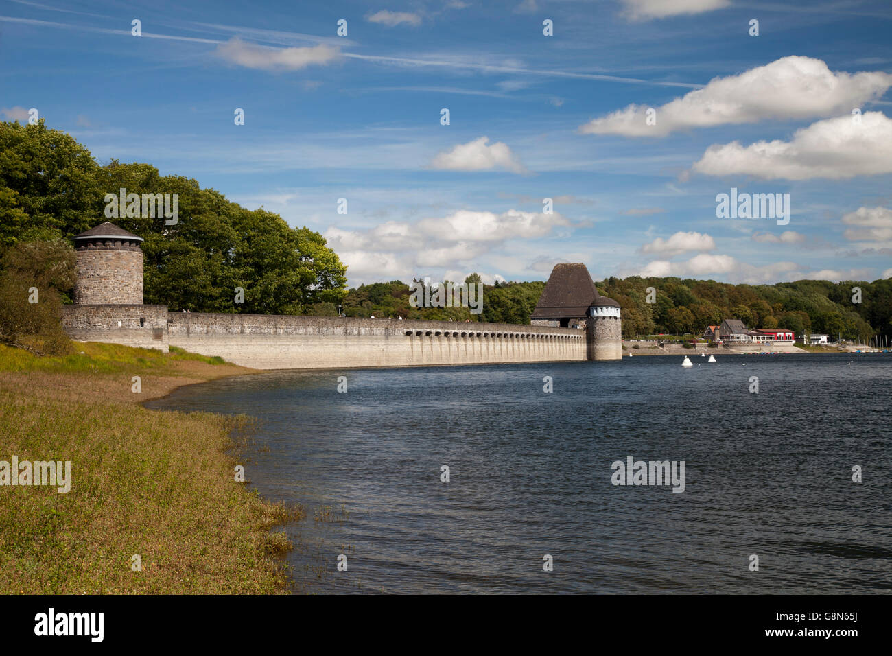 Damm, Moehnesee See, Naturpark Arnsberger Wald, Sauerland, Nordrhein-Westfalen, PublicGround Stockfoto