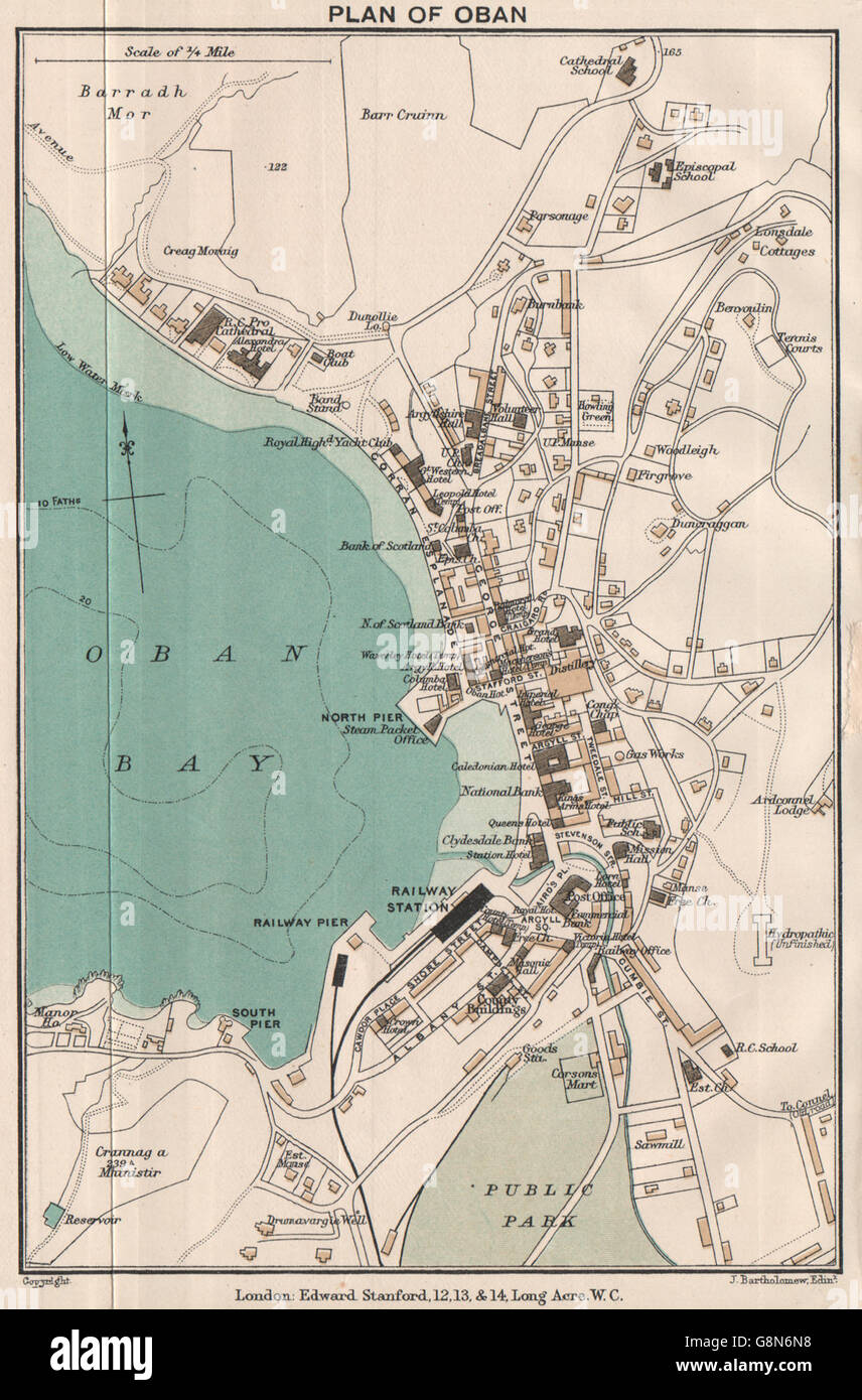 OBAN. Vintage Stadt Stadtplan. Schottland. STANFORD, 1905 Antike Landkarte Stockfoto