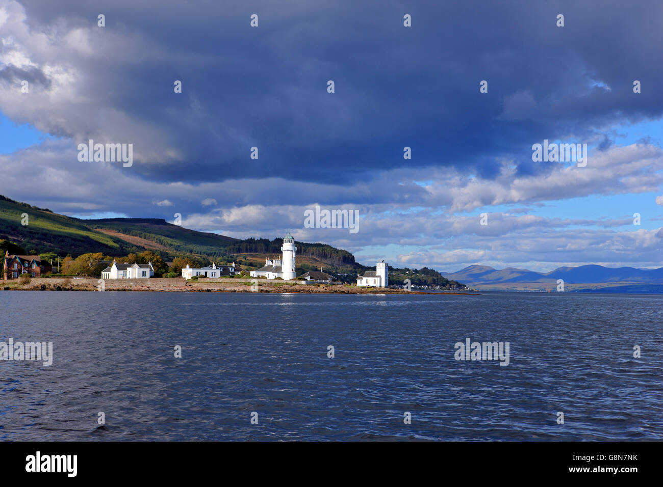 In Richtung Leuchtturm an der Südspitze der Cowal Halbinsel 6 Meilen von Dunoon und auf dem River Clyde Stockfoto