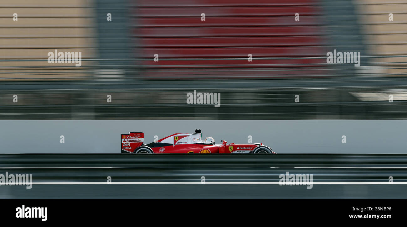 Ferrari Sebastian Vettel während des zweiten Testtages vor der Formel-1-Saison 2016 auf dem Circuit de Catalunya, Barcelona. Stockfoto
