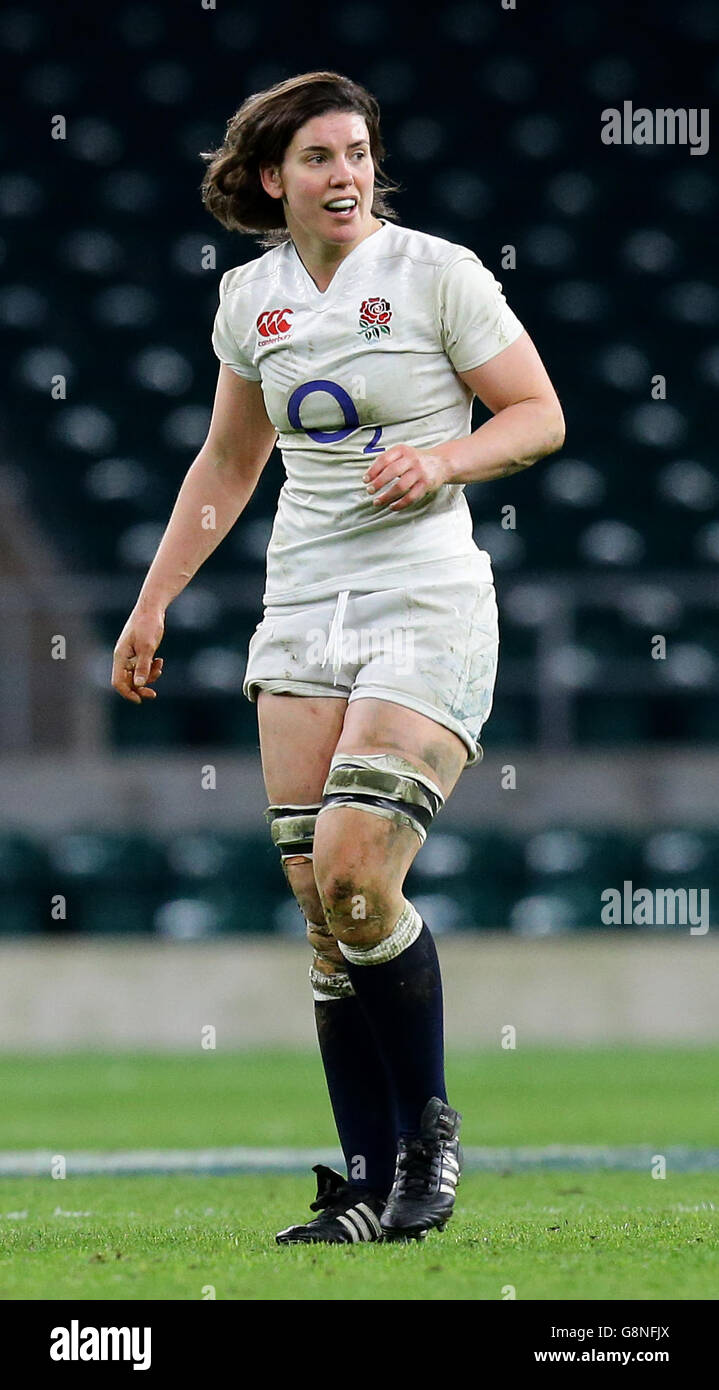 England Captain Sarah Hunter beim RBS Women's Six Nations Spiel 2016 im Twickenham Stadium, London. DRÜCKEN SIE VERBANDSFOTO. Bilddatum: Samstag, 27. Februar 2016. Siehe PA Story RUGBYU England Women. Das Foto sollte lauten: Gareth Fuller/PA Wire. Stockfoto