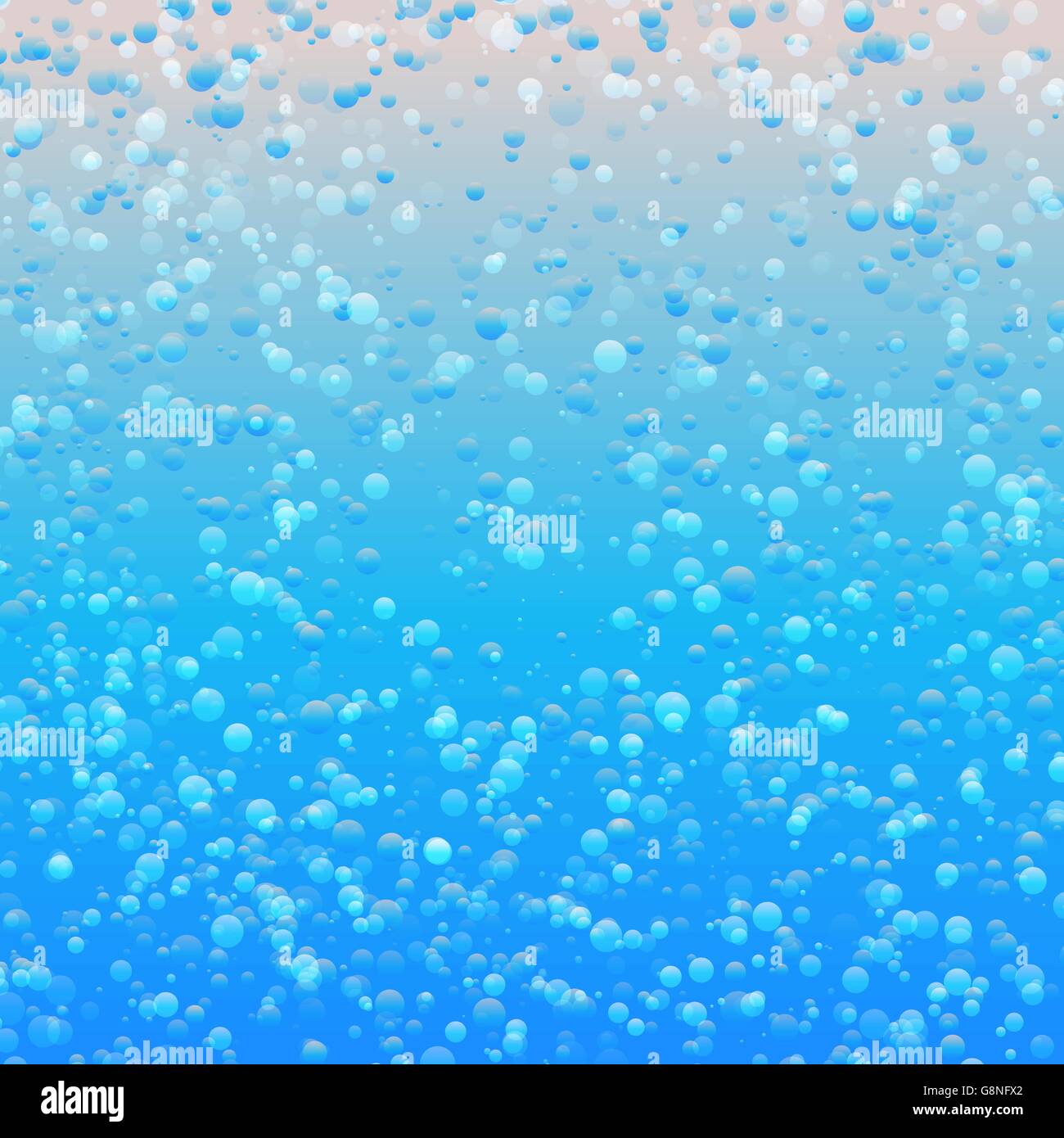 Blaue Farbe abstrakte Wasser sprudelt Hintergrund. Mineralwasser-Kulisse. Regentropfen Textur. Stock Vektor
