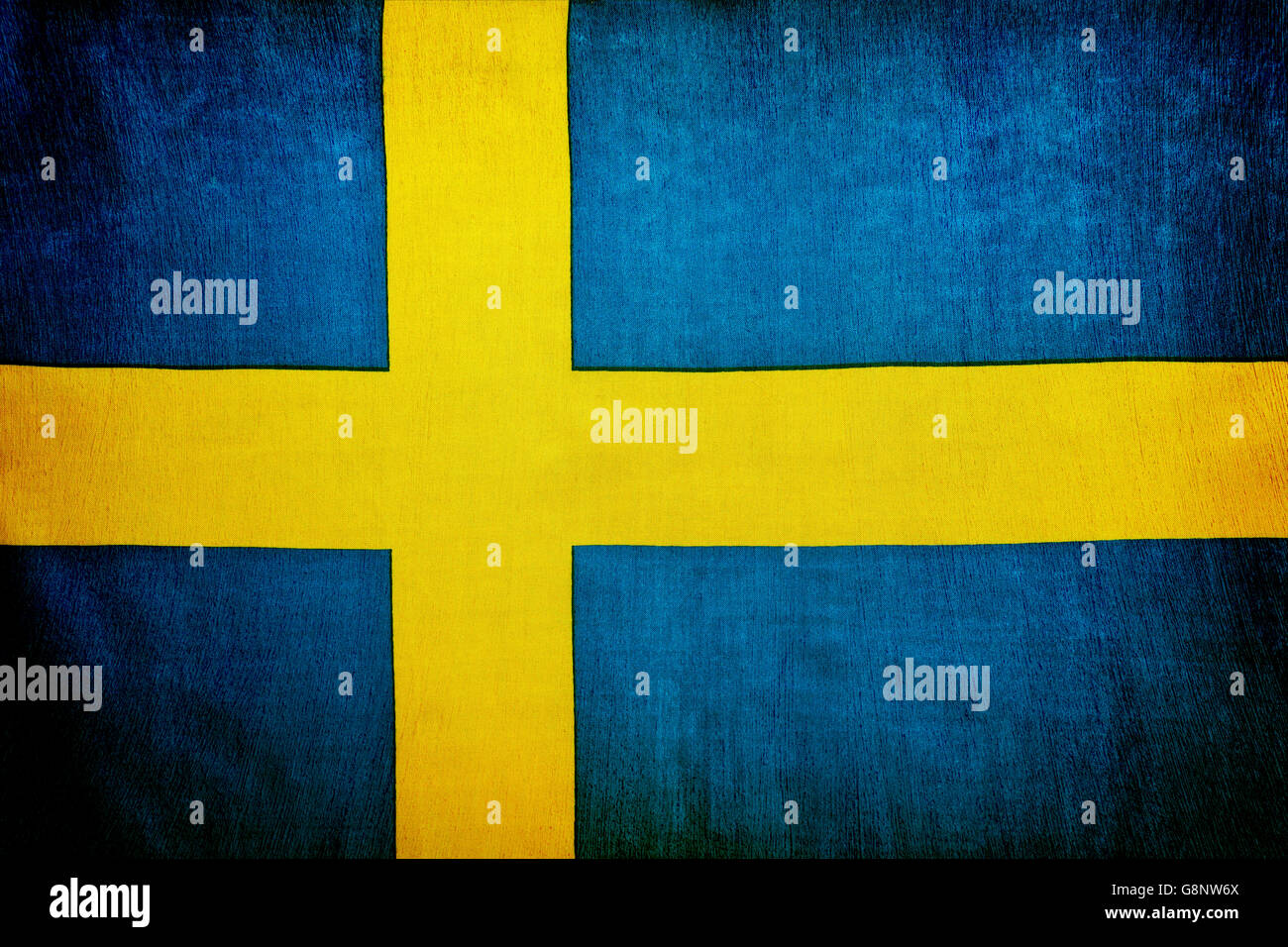 Schwedische Flagge, Nationalsymbol, abstract Grunge Hintergrund, patriotische Tapete Stockfoto