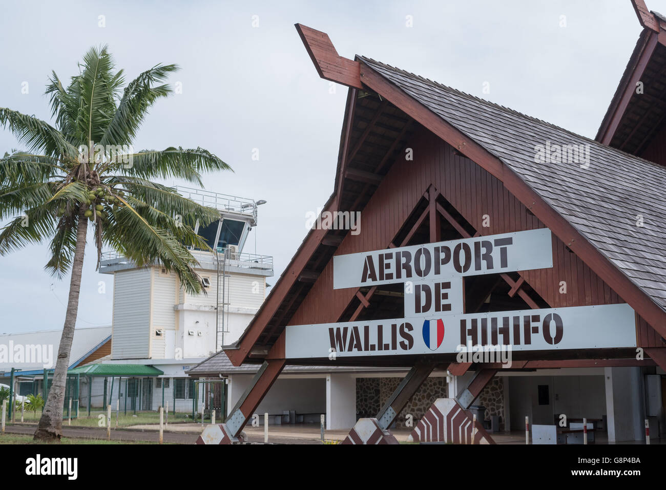 Hihifo, Wallis et Futuna - 21. Juni 2016: Haupteingang der Flughafen Hihifo Wallis Island Stockfoto