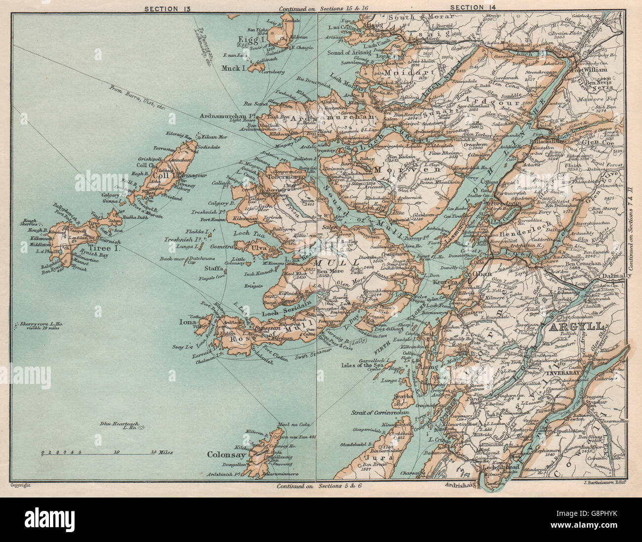 Westküste Schottlands Mull Argyll Oban Inverary Morven Eigg Coll. Vintage Karte 1905 Stockfoto