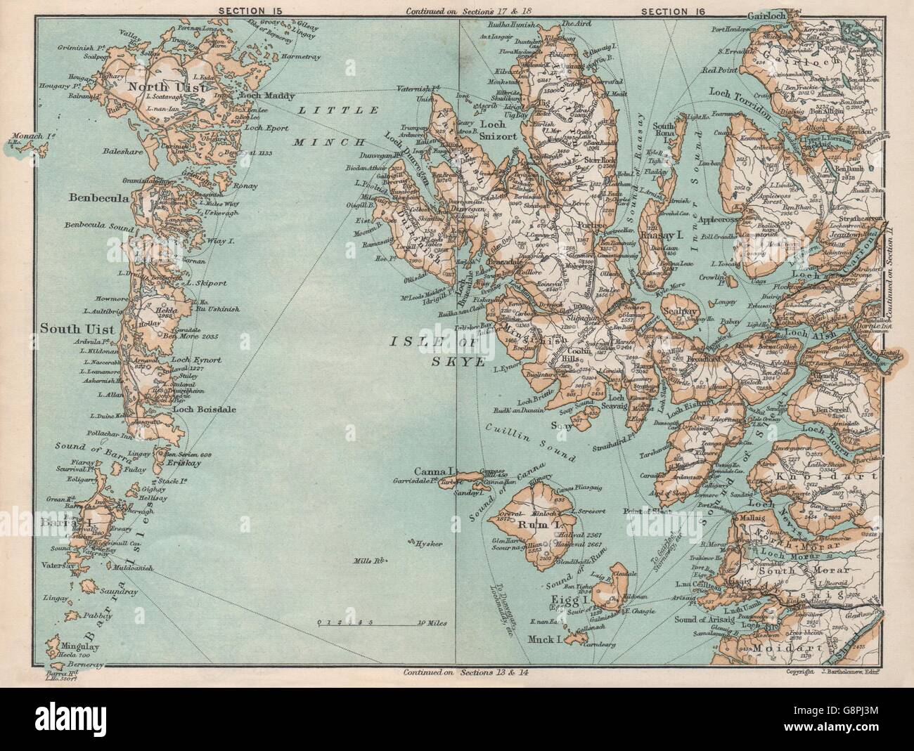 HEBRIDEN. Norden & South Uist. Isle Of Skye Rum Barra Eigg. Schottland, 1905-Karte Stockfoto