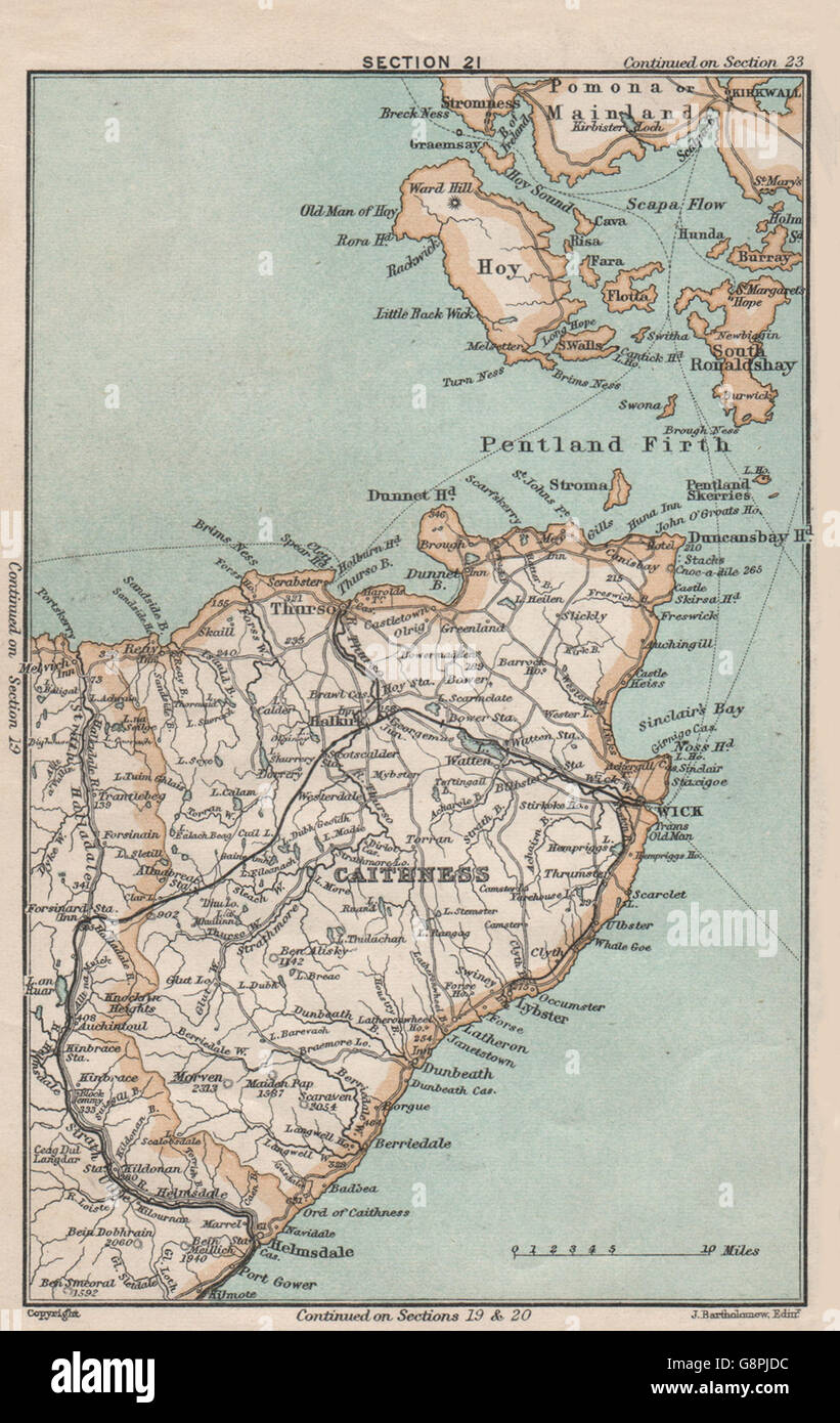 CAITHNESS. Orkney-Inseln Pentland Firth. Scapa Flow. Vintage Karte. Schottland 1905 Stockfoto