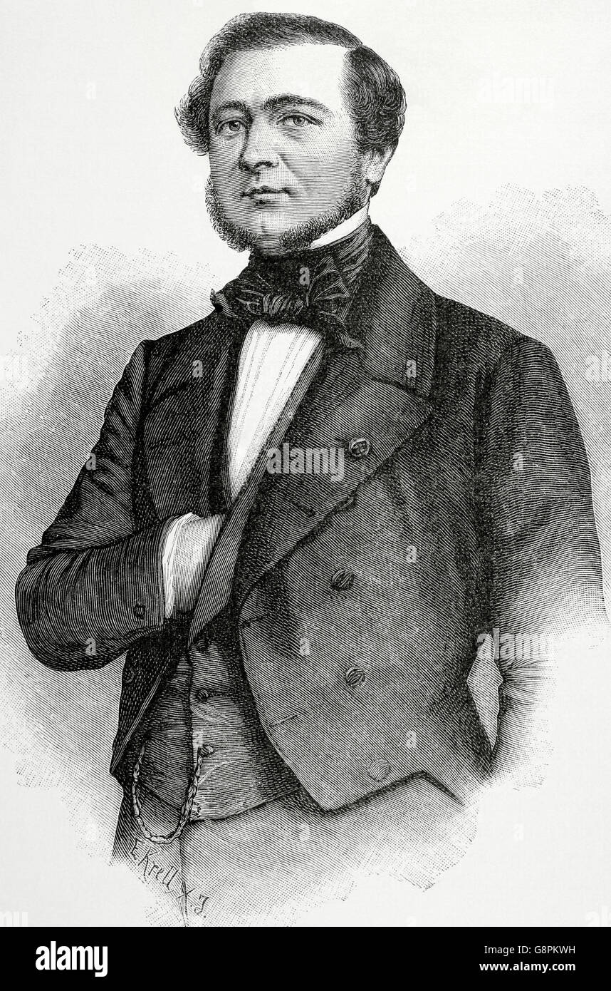 Karl der große Emile de Maupas (1818-1888). Französischer Jurist und Politiker. Porträt. Kupferstich von E. Krell in "Historia de Francia", 1881. Stockfoto