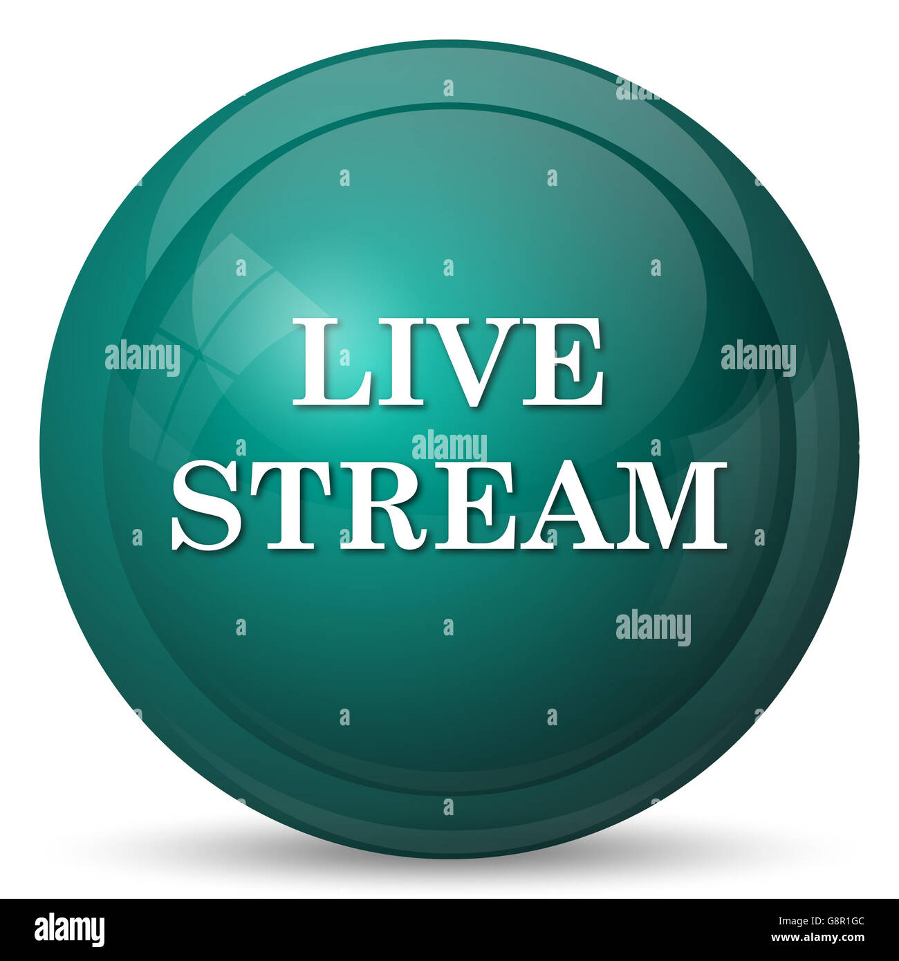 Live-Stream-Symbol. Internet-Button auf weißem Hintergrund. Stockfoto