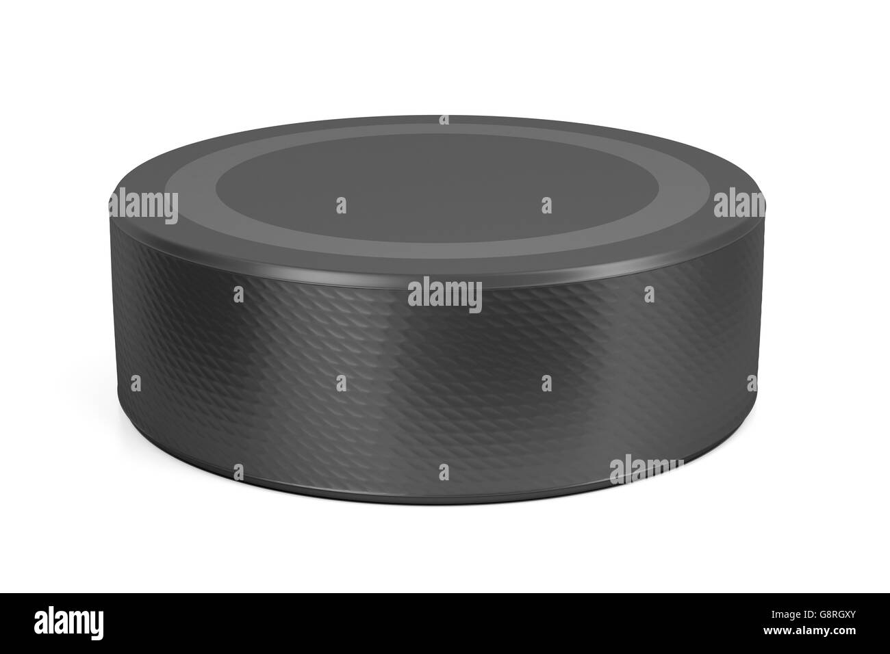 Ice Hockey Puck auf weißem Hintergrund Stockfoto