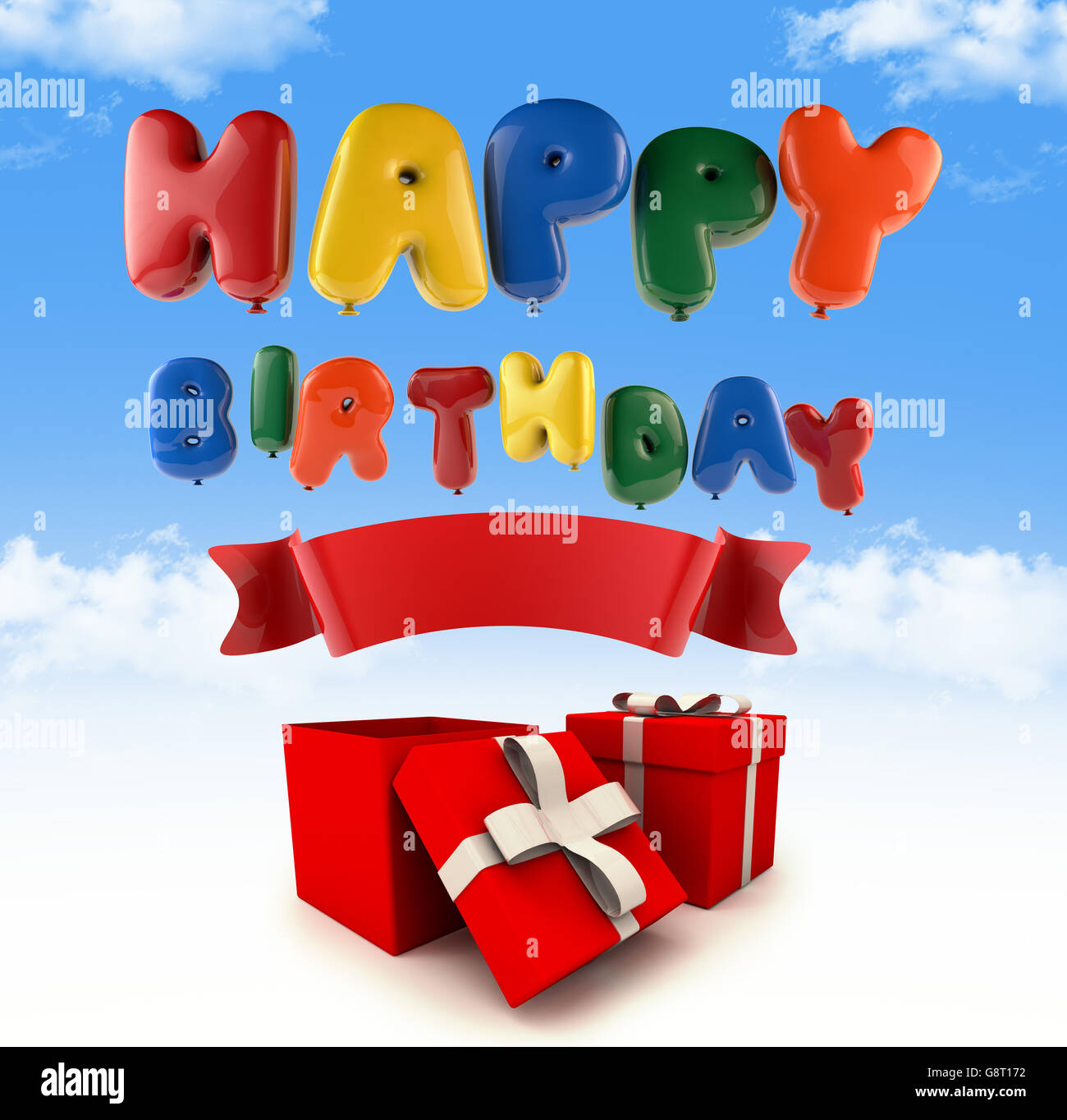 Alles gute Zum Geburtstag - Text 3D-Rendering Stockfoto