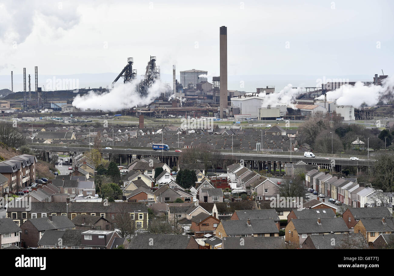 Das größte Stahlwerk Großbritanniens in Port Talbot, Südwales, das die indischen Eigentümer Tata verkaufen möchten. Stockfoto