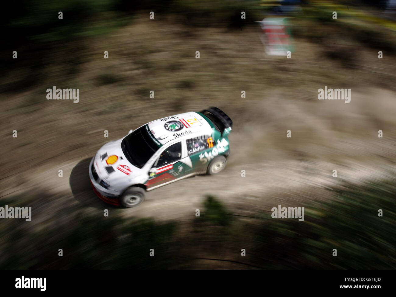 Der britische Colin McRae in Skoda Fabia während der Trawscoed-Etappe der Wales Rally GB in Brechfa, Wales, Freitag, 16. September 2005. DRÜCKEN SIE VERBANDSFOTO. Bildnachweis sollte lauten: David Davies/PA. Stockfoto