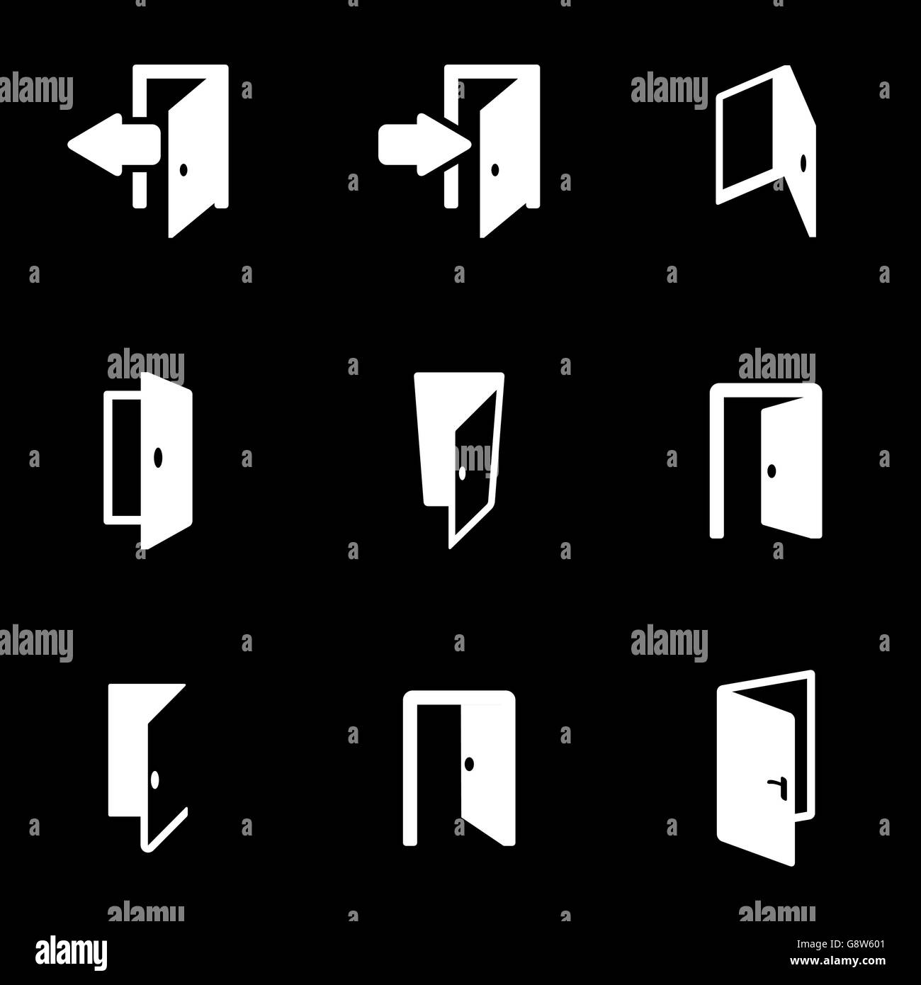 Vektor weiße Tür-Icon-set Stock-Vektorgrafik - Alamy