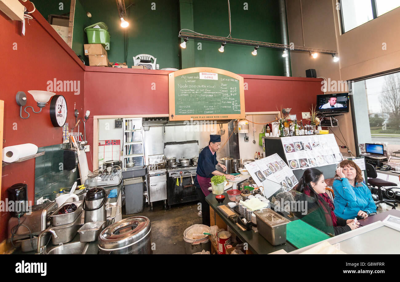 Shibuyatei, eine winzige Ramen-Shop heftete auf einer Autowaschanlage in Richmond, BC, Kanada, serviert authentische ramen Stockfoto